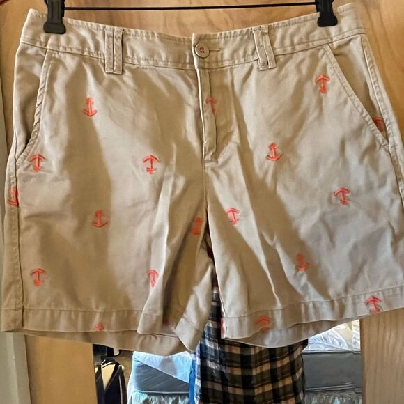 G. H. Bass Heritage Khaki Embroidered Anchor Shorts sz 6 - Picture 3 of 4